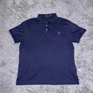 Polo Ralph Lauren Mens Navy Blue Custom Slim Fit Short Sleeve Shirt Large Preppy